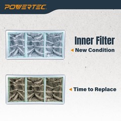 Powertec 75113-P2 Activated Carbon Air Filter 1 Micron Inner Filters For Wen