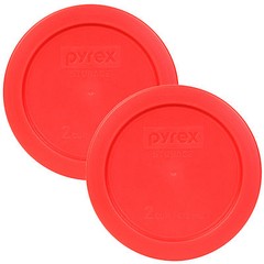 Pyrex 7200-PC Round 2 Cup 5″ Storage Lid Cover 2 Pack Red for Glass Bowl