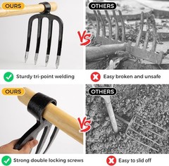 Heavy Forged Eye Hoe Duty Digging Fork Steel Farmer Garden Yardwork NO Handle