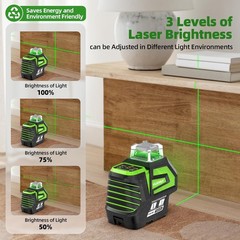 360° Green Cross Line Laser Level with 2 Plumb Dots and Magnetic Bracket
