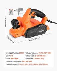 VEVOR Electric Hand Planer 3-1/4-Inch Corded Power Planer Woodworking 16800 RPM