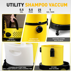 Vacmaster 6 Gallon 5.5HP Wet Dry Car Vacuum Cleaner Upholstery Shampoo 4-IN-1