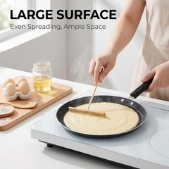 10 Inch Nonstick Crepe Pan with Spreader, Flat Skillet Tortilla Pan with Granite