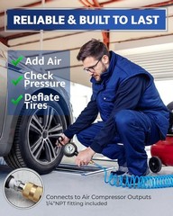 Reliable Tire Inflator with 1.0 Count Set, Brass Construction and Accurate Gauge