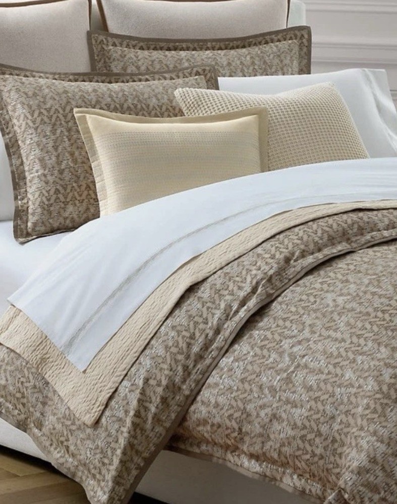 3 RALPH LAUREN Sierra Tan Silver Cotton King Comforter & Shams Set NWT $500