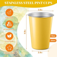 8 Pack Stainless Steel Cups 16 oz Pint Tumbler Colorful Stackable Pint Cups M…