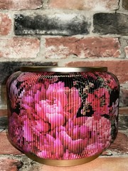 Bath & Body Works 4.25″ Covered in Roses Ribbed Glass Candle Holder Pedestal NIB