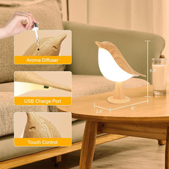 Small Desk Lamp, Bird Lamp Bedside Lamps with 3 Color Temperature and Touch Sens