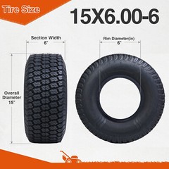 Set 2 15×6-6 Lawn Mower Tires 4 Ply 15x6x6 Turf Tractor Tire Heavy-duty Tubeless