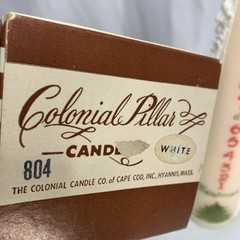Large Colonial Pillar 14 in White Candle made USA 12 Days of Christmas Used Vtg