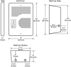 Cadet CEC163TW Energy Plus Electric Wall Fan Heater 5460BTU 220/120V – White
