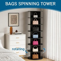 Rotating Shoe Rack Tower 7 Tier Organizer, Revolving 360 Black Shoe Rack Storage