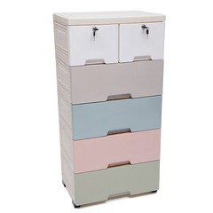 5 Layers Drawer Doll Clothes Storage Cabinet Plastic With Locker Bedroom Armoire