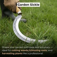 Forged Gardening Sickle 7.48” Blade Carbon Steel with Leather Sheath Belt Loop
