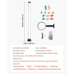 Bubble Tube Lamp 16 Color 5 ft Sensory Aquarium Lamp for Relief Calming
