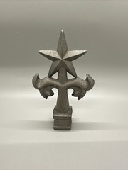 Cast Iron Silver Tone Texas Star Ornamental Fence Topper Finial Western Rustic