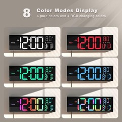 16” Large Digital Wall Clock with Remote Control Big LED Dual Alarm 8 RGB New