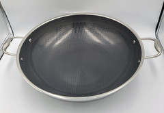 HexClad 14″ WOK with Stainless Steel LID 14-Inch 14 Hybrid Nonstick -Used Good
