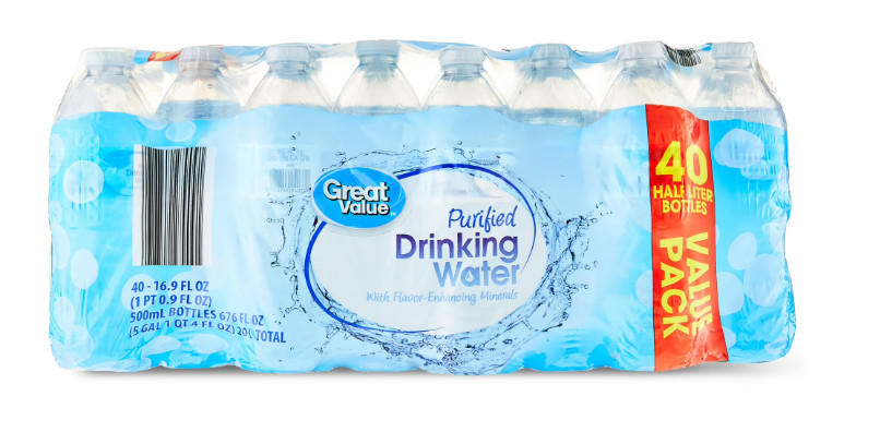 Great Value Purified Drinking Water, 16.9 fl oz Bottles, 40 Count Pack