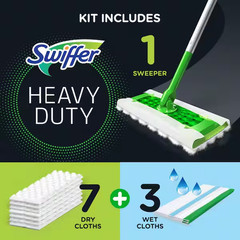 Swiffer Sweeper 2-in-1, Dry and Wet, Floor Cleaner Includes 1 Mop + 10 Refills