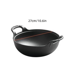 3 Sizes Cast Iron Wok, Heavy-Duty Cast Iron Skillet
