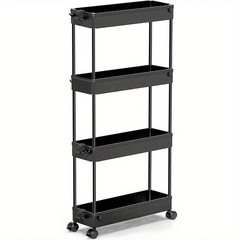 Slim Rolling Storage Cart 4 Tier Organizer Mobile Shelving Unit Utility Cart Tow