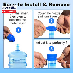3 & 5 Gallon Water Jug Cap 3 Pack Reusable Food Grade Silicone Replacement Cap