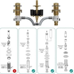 1PCS 2 Pack Moen 1224 Faucet Cartridge Replacement for Two Handle Faucet