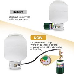 1LB To 20LB Propane Refill Adapter Extension Hose With Gauge On-Off Control 40”