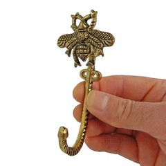 Gold & Black Metal Bee Wall Hook Key Towel Coat Hanger Lightweight 4.25 in Tall