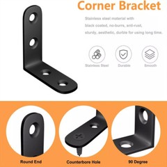 1.5″L-Shaped Bracket Corner Brace Stainless Steel 90° Right Angle W/ Screws LOT