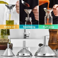 5 Pcs Stainless Steel Kitchen Funnels Set Food Metal Funnels for Filling Small..