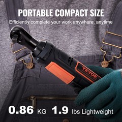 VEVOR Cordless Electric Ratchet Wrench Cordless Ratchet 3/8″ 12V 2 Batteries
