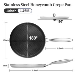 Innerwell 10-Inch Nonstick Stainless Steel Crepe Pan with Honeycomb Coating