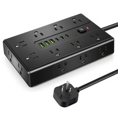 Power Strip Surge Protector with 16 Outlets 3 USB A and 3 USB C Ports Flat Plug