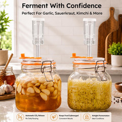 Square Fermentation Jar, 1 Liters Glass Fermenting Jar for Making Sauerkraut, Ki