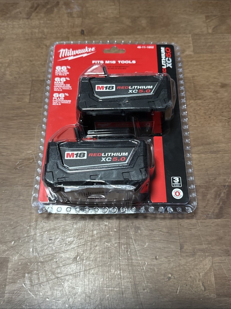 Milwaukee 48-11-1850 M18 XC 5.0 AH 18 Volt Capacity Battery 2 PACK 48-11-1852