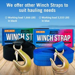 Boat Trailer Winch Strap with Hook Replacement 2″ x 20′