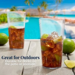 US Acrylic Cafe Plastic Reusable Tumblers (Set of 16) 20-ounce Water Cups in …