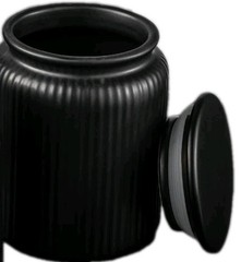 Thyme & Table ~ 27.6 Ounce BLACK Ribbed Jar ~ Canister w/Lid ~ 4.4 in x 5.9 Tall