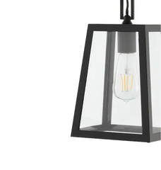 Glendale 6.75 in. 1-Light Black/Clear Outdoor LED Pendant Farmhouse Open Box
