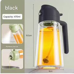 2-in-1 Oil Dispenser & Sprayer 16oz Glass Bottle Food-grade For Kitchen & BBQ