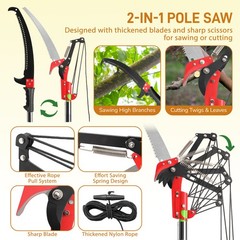 Manual Pole Saw Extendable Tree Pruner 30ft Fiberglass Pole Hook Knife