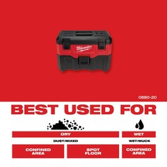 Milwaukee 0880-20 M18 18V Wet/Dry Vacuum w/ Crevice Tool – Bare Tool