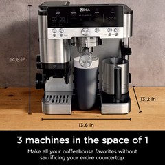 Ninja R-ES601 Luxe Café Premier Espresso Machine, Silver – Certified Refurbished