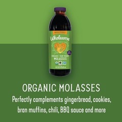 Wholesome Organic Blackstrap Molasses 16 Fl Oz USDA Organic Fair Trade Non GMO