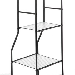 Matte Black Steel 5-Shelf Bathroom Storage Tower Unit
