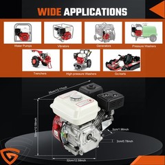 7HP 212cc Gas Engine For Honda GX160, 4 Stroke OHV Air Cooled Horizontal Shaft