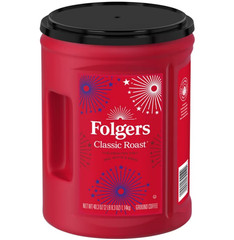 2 PACK Folgers Classic Roast Medium Roast Ground Coffee, 40.3 oz Canister
