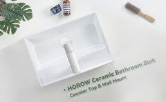 Washbasin Sink Bathroom Vessel Sink Ceramic Rectangular Wall Mount Floating Sink